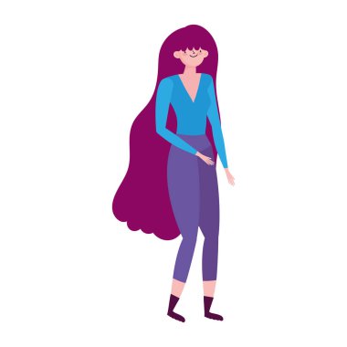 Genç kadın karakter avatar kadın izole ikon tasarımı