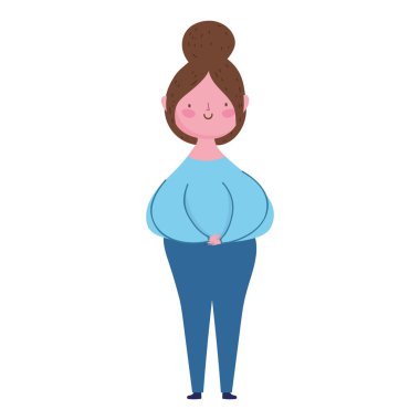 Genç kadın çizgi film karakteri kadın izole tasarımı