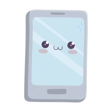 kawaii akıllı telefon aygıtı şirin çizgi film izole edilmiş simgesi