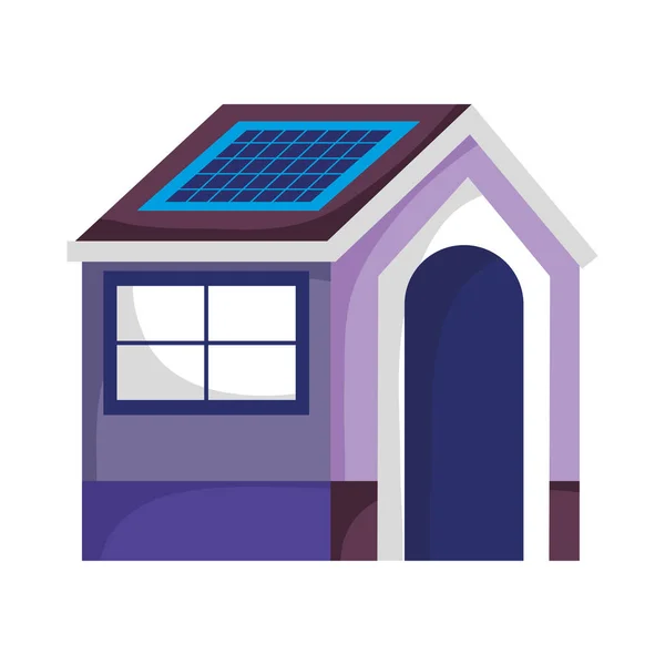 Eco friendly house with solar panel sustainable isolated icon design — Stock Vector