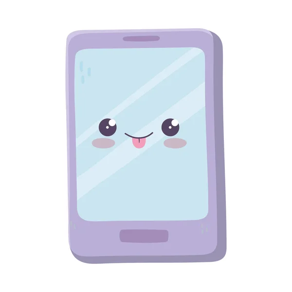 Kawaii smartphone dispositif mignon dessin animé icône isolée — Image vectorielle