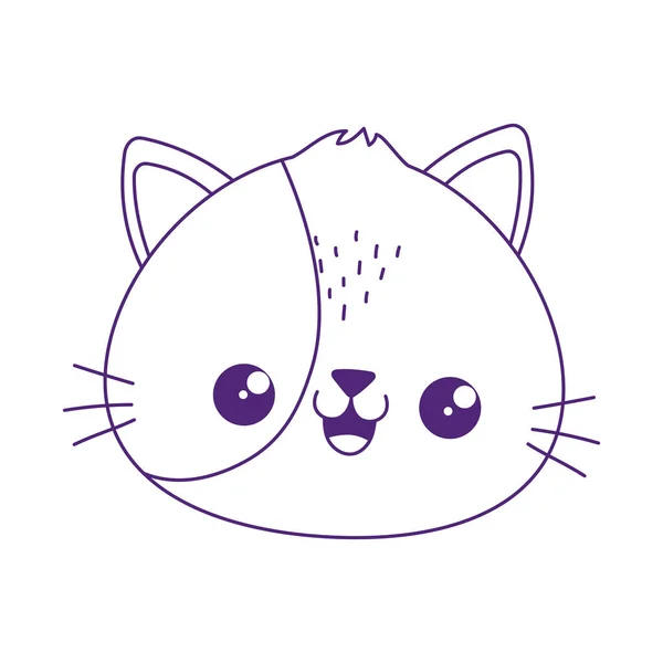 Kawaii cute cat face cartoon isolated icon — Stock Vector