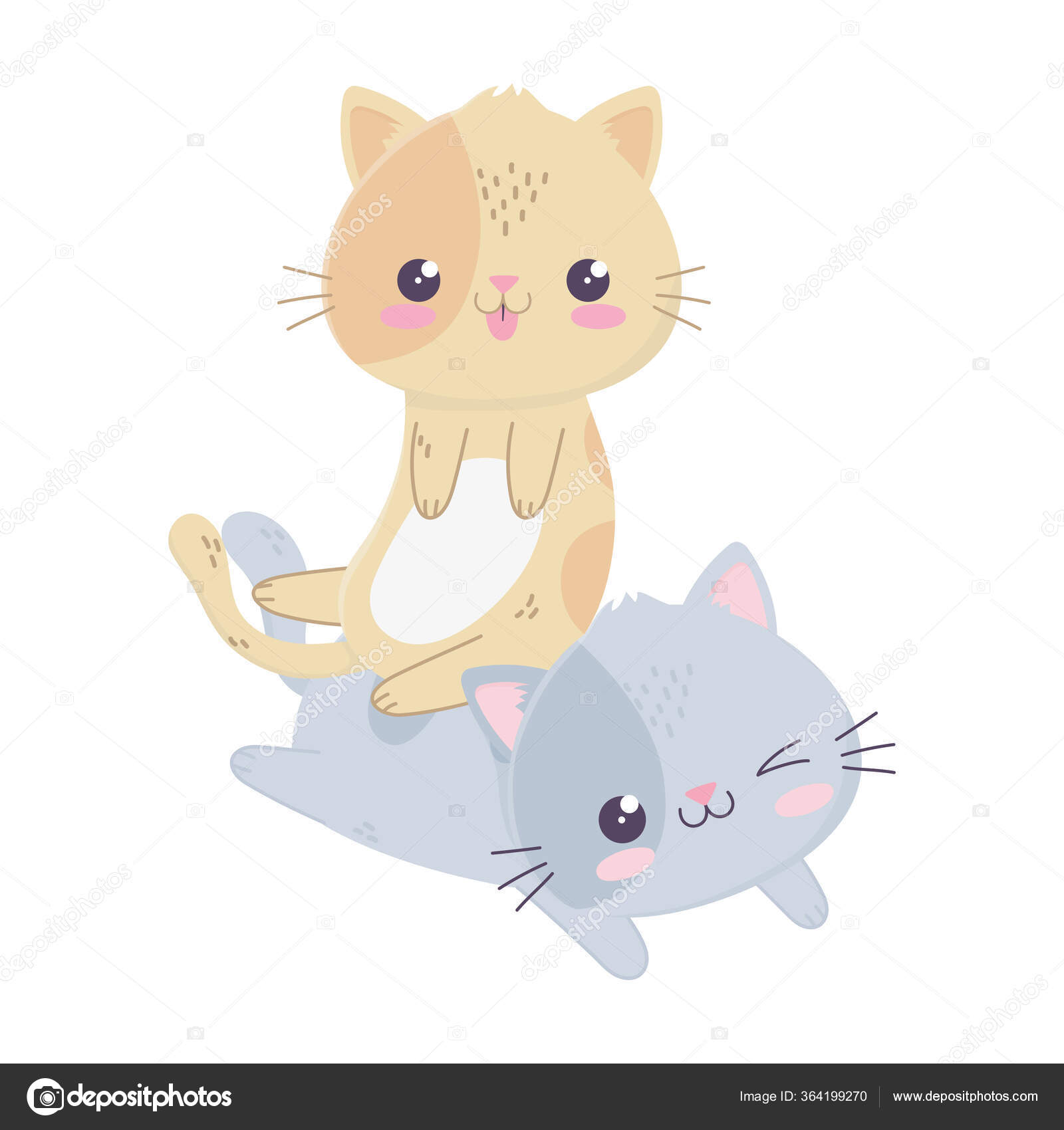 Gatos Desenhos Animados Design, Kawaii Expressão Personagem Bonito