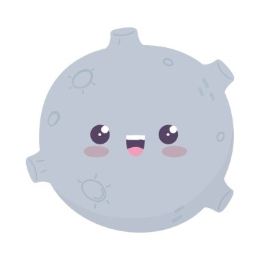 Kawaii mutlu ay şirin çizgi film izole ikonu