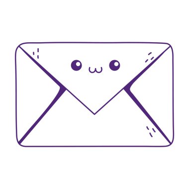 kawaii zarf mesajı şirin çizgi film izole simgesi