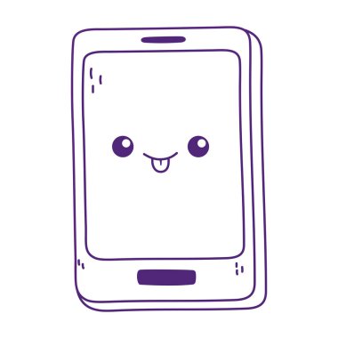 kawaii akıllı telefon aygıtı şirin çizgi film izole edilmiş simgesi