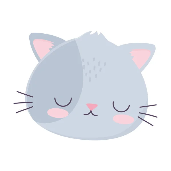 Kawaii cute cat face cartoon isolated icon — Stock Vector