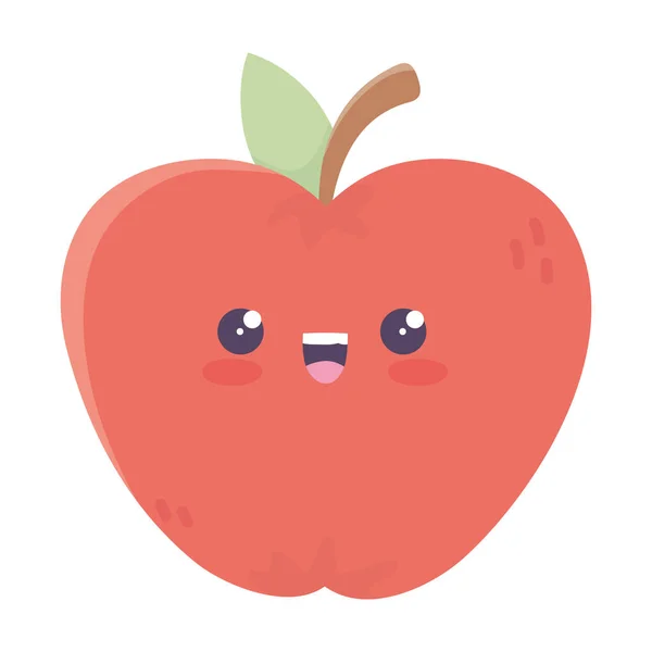 Kawaii happy apple cute cartoon isolation icon — Stockvektor