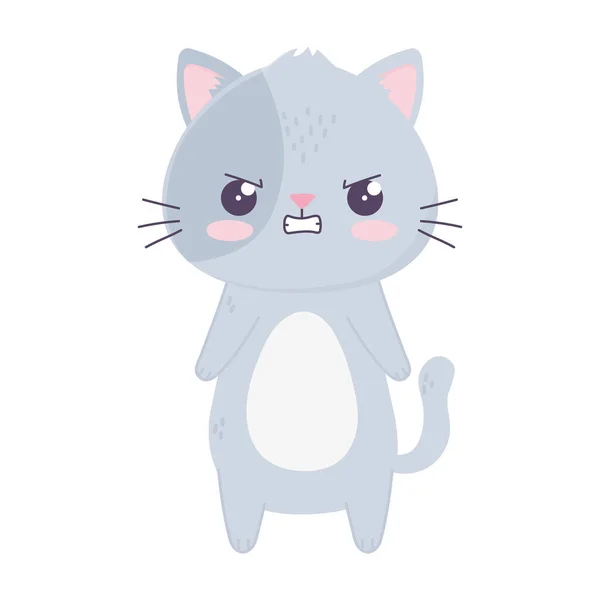 Kawaii mignon chat mascotte dessin animé icône isolée — Image vectorielle