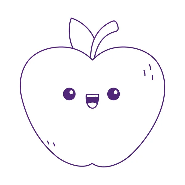 Kawaii šťastný jablko roztomilý karikatura izolované ikona — Stockový vektor