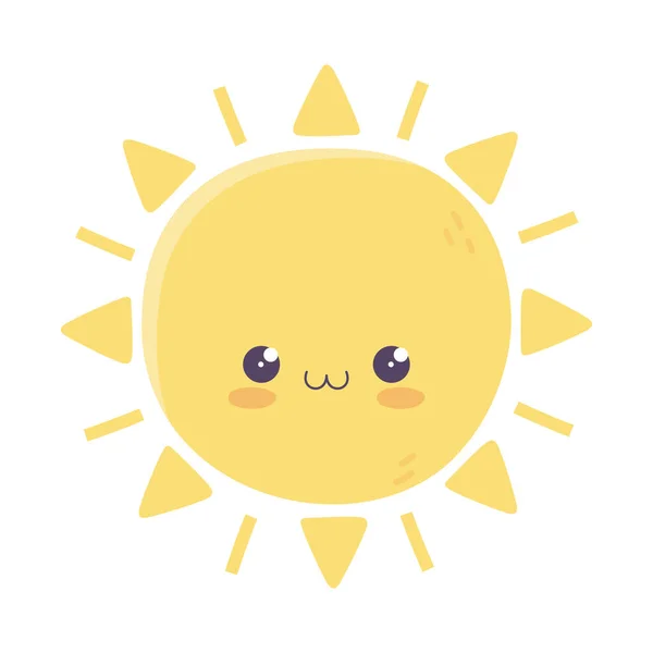 Kawaii soleil mignon dessin animé icône isolée — Image vectorielle