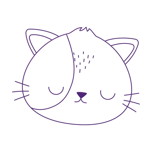 Kawaii niedliche Katze Gesicht Karikatur isoliert Symbol — Stockvektor