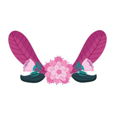 Çiçek dalı yapraklar doğal dekorasyon izole ikonu