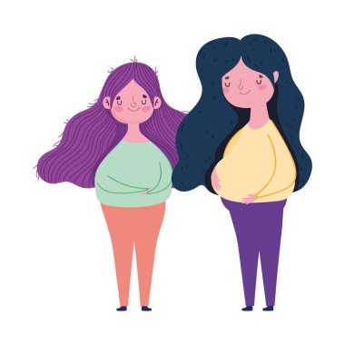 Mutlu anneler günü, birlikte duran genç kadınlar kutlama tasarımı.