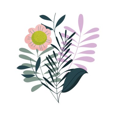 Çiçekler yapraklar yapraklar doğa dekorasyonu izole ikon