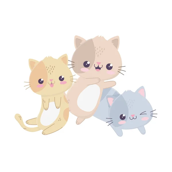 Niedliche kleine Katzen hallo kawaii cartoon figur — Stockvektor