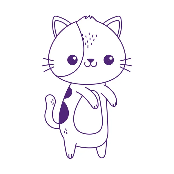 Kawaii bonito gato mascote desenho animado ícone isolado — Vetor de Stock