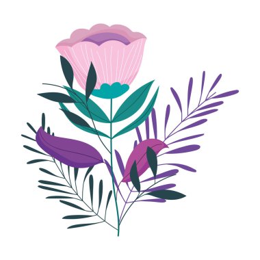 Çiçekler yapraklar yapraklar doğa dekorasyonu izole ikon