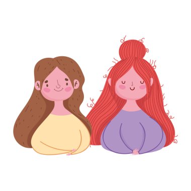 Mutlu anneler günü, birlikte duran genç kadınlar kutlama tasarımı.