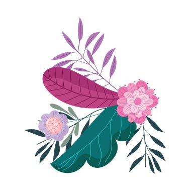 Çiçekler yapraklar yapraklar doğa dekorasyonu izole ikon