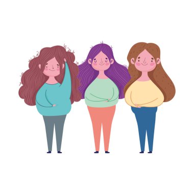 grup kadın genç kadın karakter izole tasarım