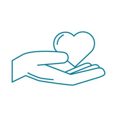 Mutlu arkadaşlık günü kutlamaları. El desteği. Kalp çizgisi simgesi.