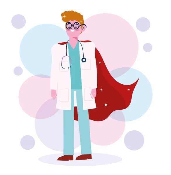 Doctor hero, character medical staff professional cartoon — Stock Vector