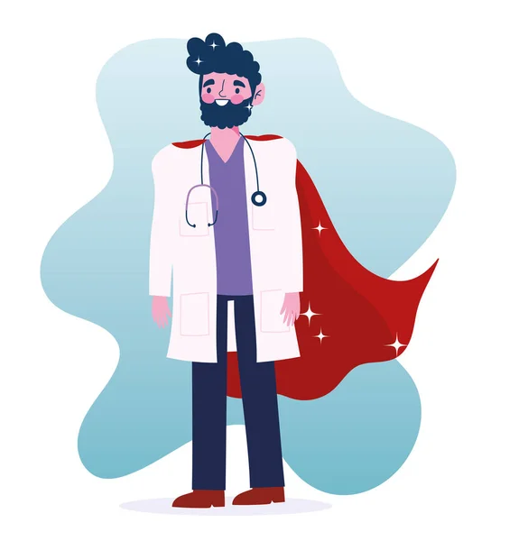 Doctor hero, character medical staff professional cartoon — Stock Vector