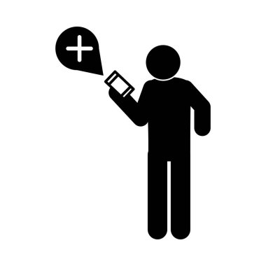 Coronavirus covid 19, çevrimiçi tıbbi destek, sağlık piktogramı, siluet tarzı simge