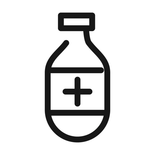 Bouteille médecine pharmacie médical et soins de santé ligne style icône — Image vectorielle