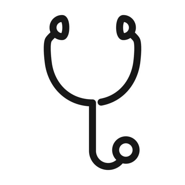 Stéthoscope équipement diagnostic médical et soins de santé ligne style icône — Image vectorielle