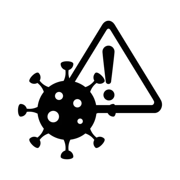 Coronavirus covid 19, virus de peligro de advertencia, pictograma de salud, icono de estilo silueta — Vector de stock