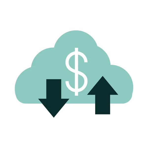 mobile banking, cloud computing down and upload data flat style icon