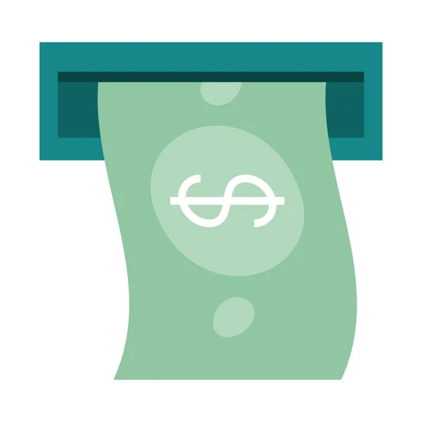 Mobile banking, atm money banknote payment flat style icon — Image vectorielle