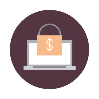 mobil bankacılık, dizüstü bilgisayar para güvenlik işlem bloğu biçim simgesi