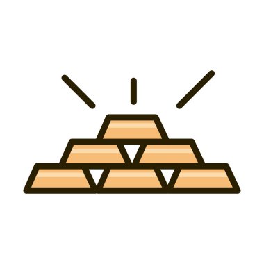 Altın külçeleri finansal iş piyasası çizgisine ve ikon doldurmaya değer