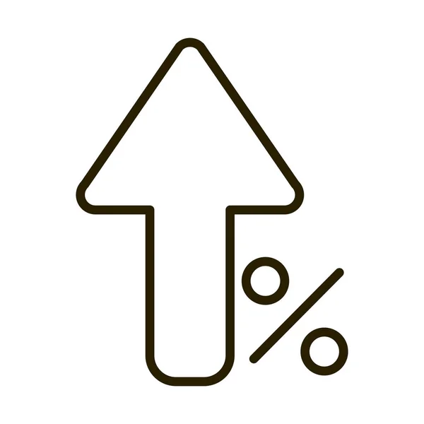 Crecimiento flecha por ciento dinero negocio financiero inversión línea estilo icono — Vector de stock