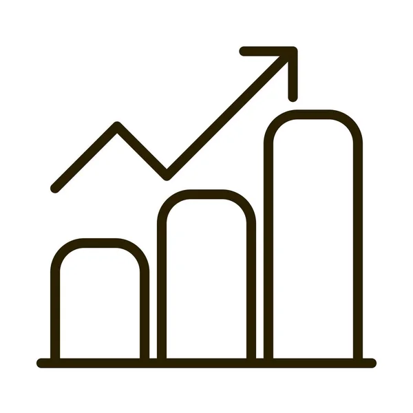 Statistiques graphique croissance flèche entreprise financière marché boursier ligne style icône — Image vectorielle