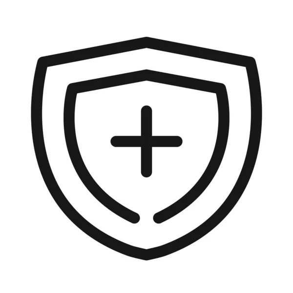 Escudo de protección médica y cuidado de la salud línea icono de estilo — Vector de stock