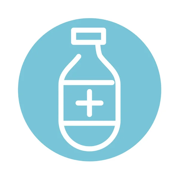 Flaska medicin apotek medicinsk och sjukvård block stil ikon — Stock vektor