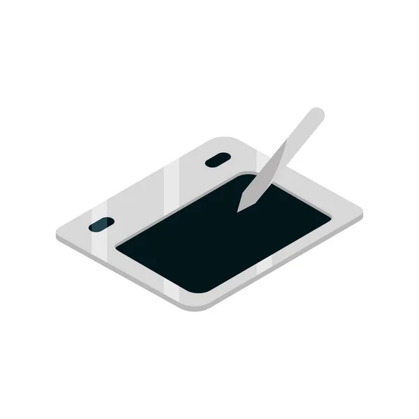 Tableta de diseño y dispositivo de pluma digital tecnología gadget ícono aislado isométrico — Vector de stock