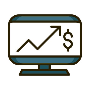 Bilgisayar karı oku para finans sektörü borsa hattı ve simge doldur