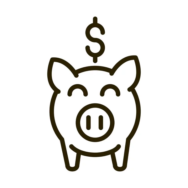 Piggy bank geld financieel bedrijf stock line stijl icoon — Stockvector