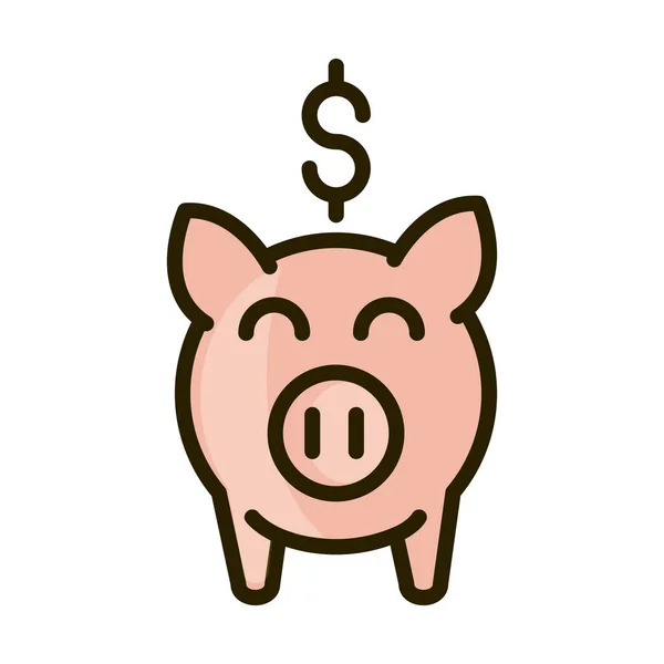 Piggy bank geld financiële zakelijke beurs lijn en vul pictogram — Stockvector