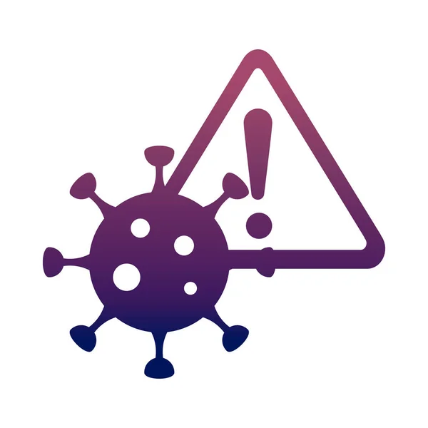 Coronavirus covid 19, pericolo di avvertimento virus, pittogramma sulla salute, icona in stile gradiente — Vettoriale Stock