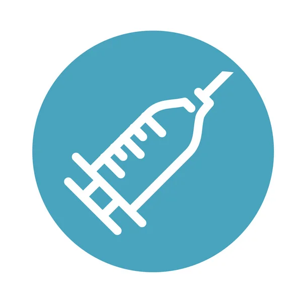Seringue de vaccination icône de style bloc médical et soins de santé — Image vectorielle