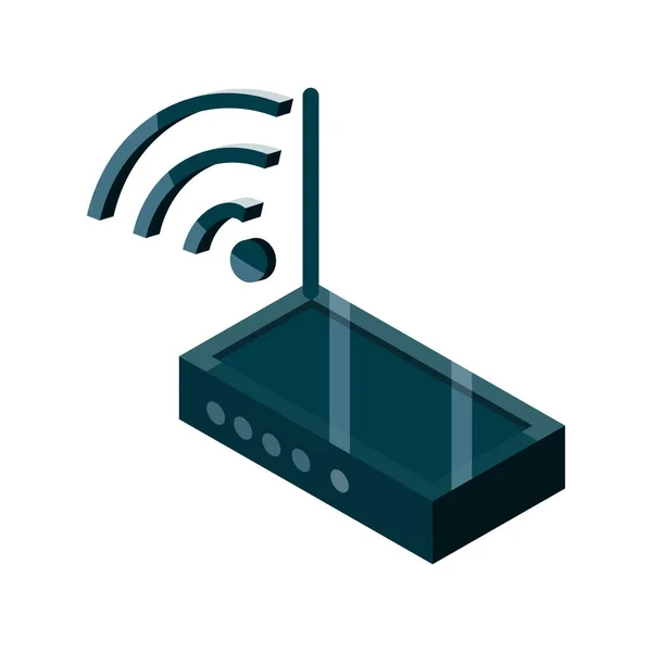 Router internet wifi eszköz modul technológia izometrikus izolált ikon — Stock Vector