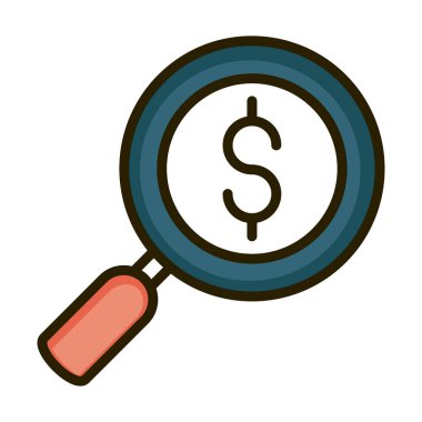 Camın analizi para finansal iş piyasası çizgisi ve ikonu doldurma