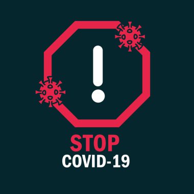 Uyarı işareti Covid 19, pandemik koronavirüs, salgın hastalığı solunum yolu