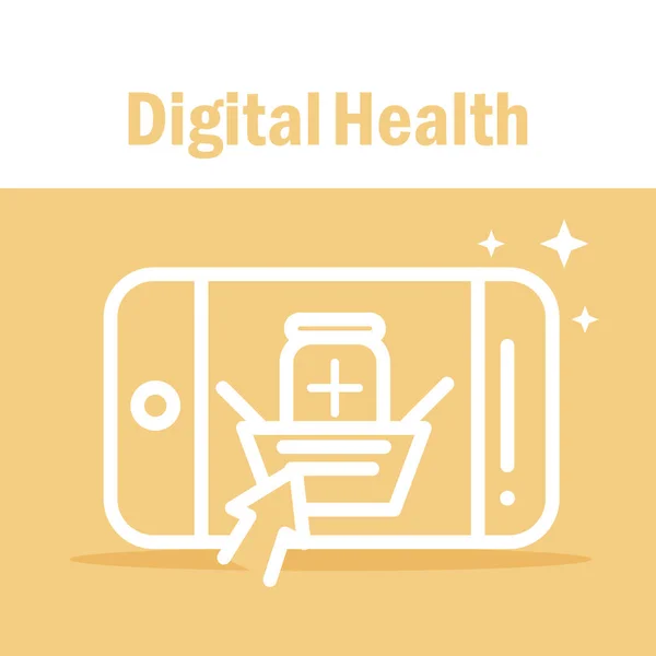 Smartphone digital health medicine, covid 19, pandemic coronavirus, outbreak disease respiratory — Stock Vector